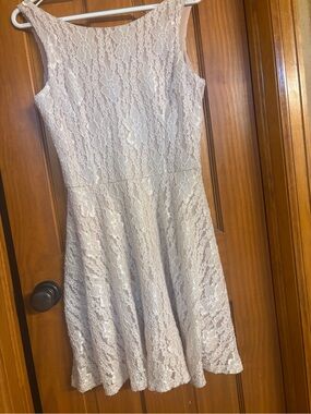 Juniors Gorgeous Ivory Lace Dress Fit-and-Flare Sleeveless